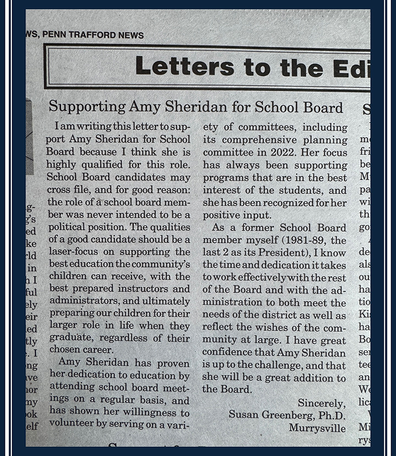 Letter by Dr. Susan Greensberg